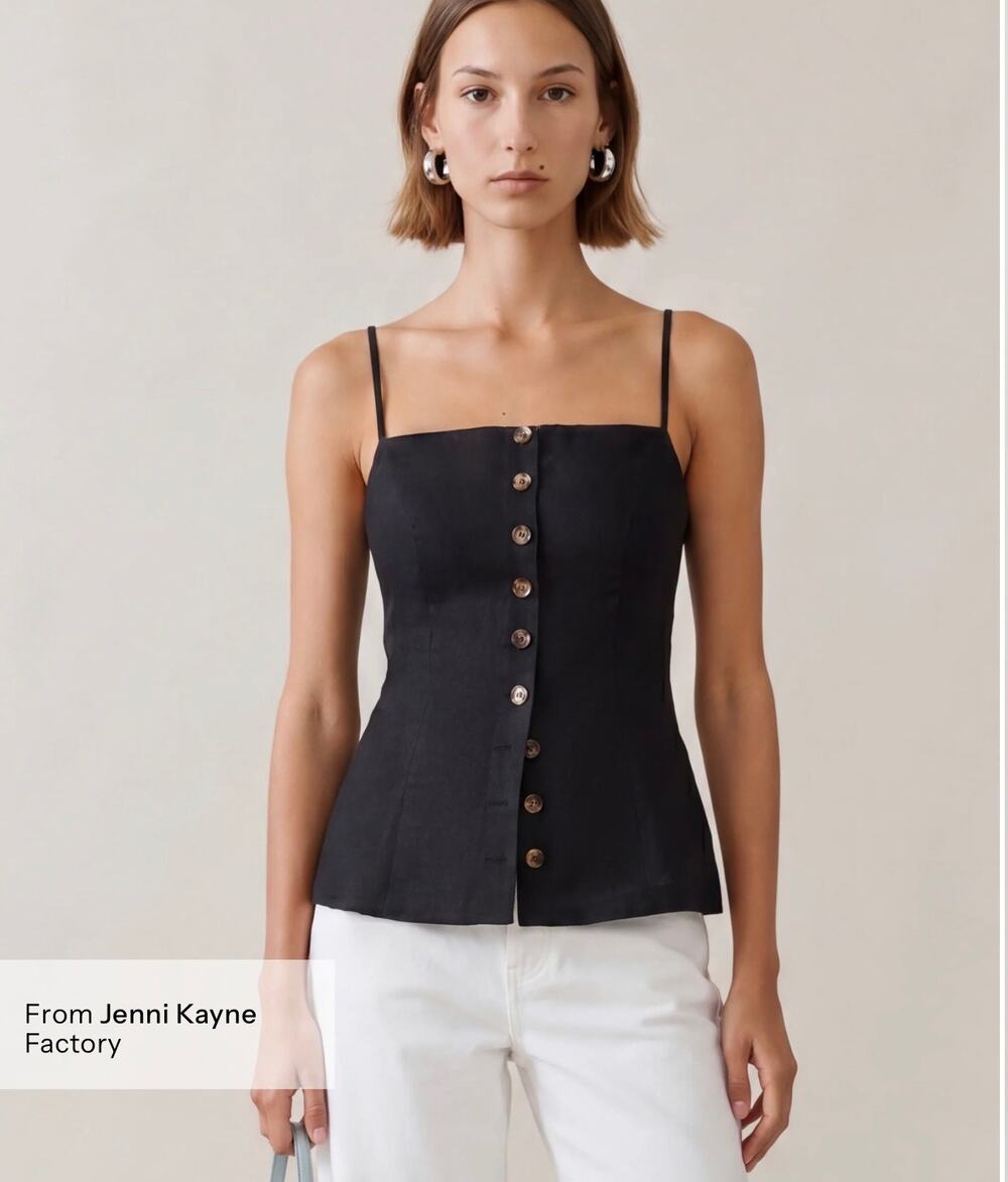 New Kourt Cecille Linen Top black blouse size 6 $135